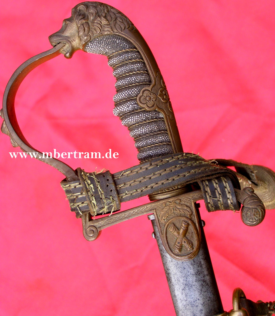10412-7 Preussen Löwenkopfsäbel für Artillerie Offiziere um 1870