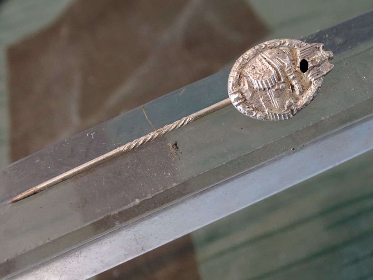 Miniatur Panzerkampfabzeichen silber, ca. 16,6mm, versilbert