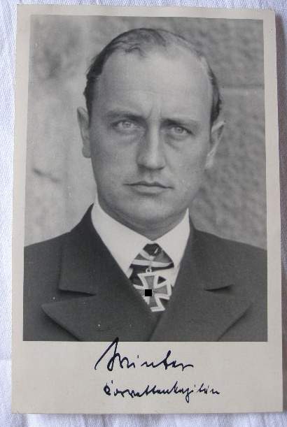 Sorig. Signatur RK Trg. WINTER, Werner Korvetten Kpt. U103
