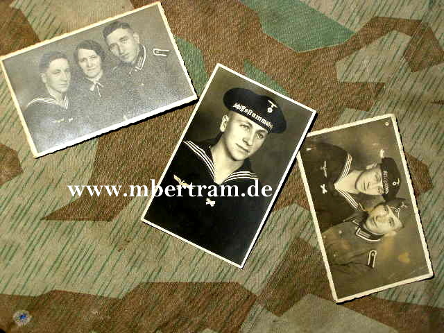 3 Fotos Kriegsmarine Matrosen der Schiffsstammabteilung