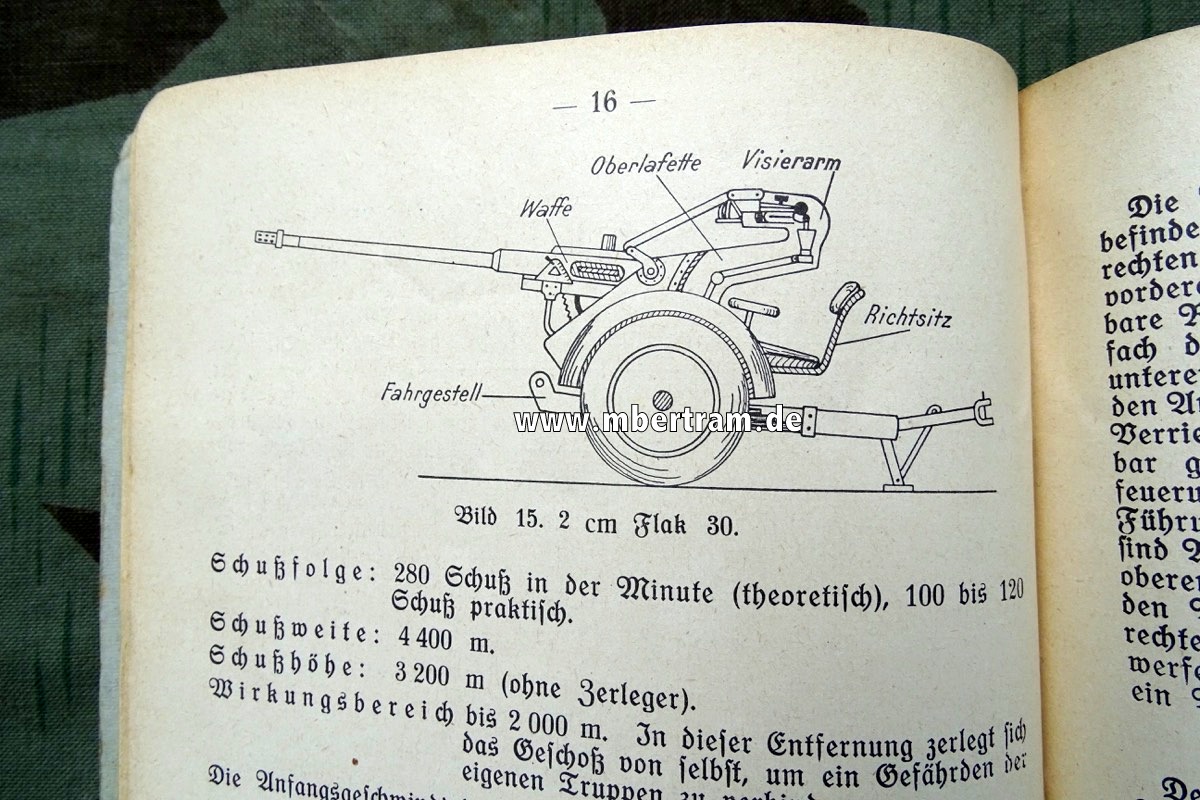 Die Waffenausbildung in der Flakartillerie, Ausgabe für den  Kanonier der 2cm Flak 30