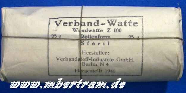 25 gr. Verbandswatte, Wehrmacht 1940