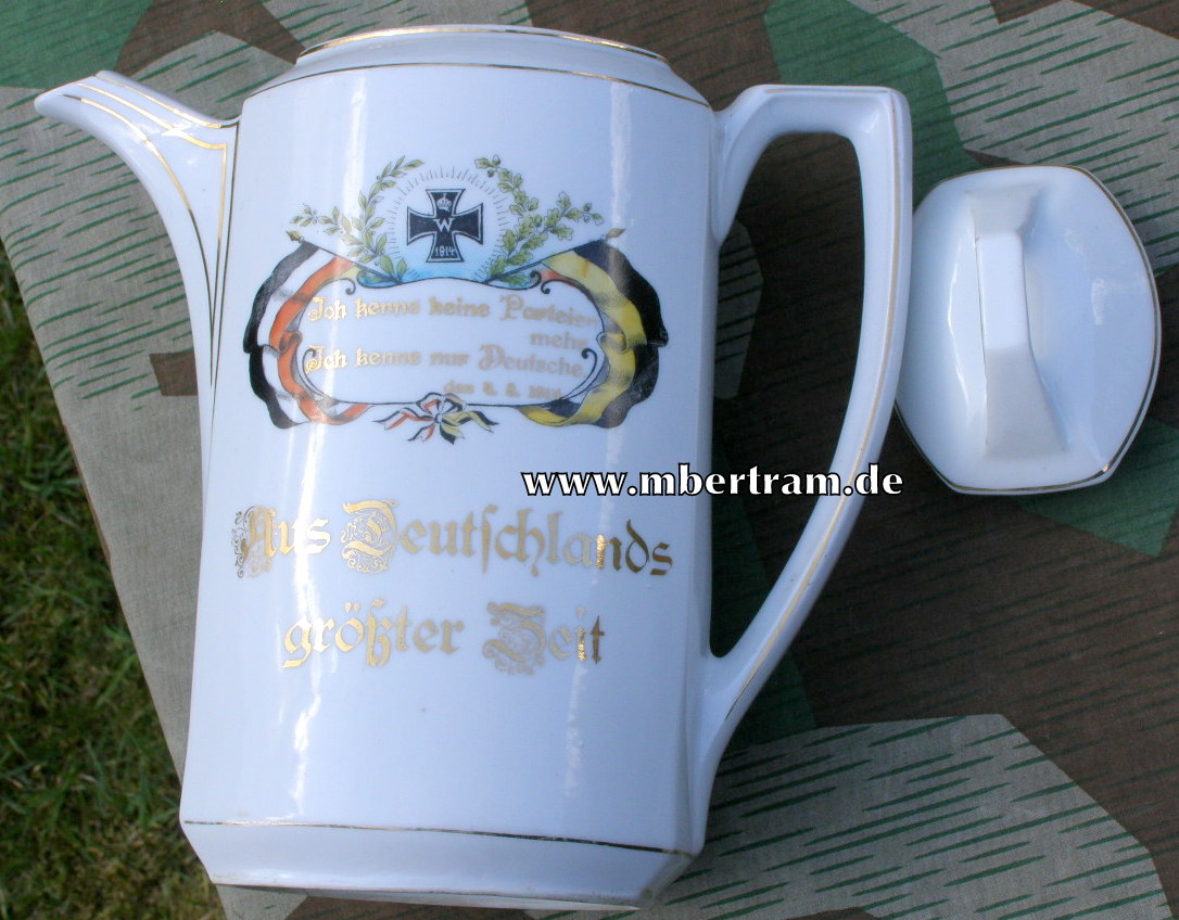 11274-16 7 teiliges, patriotisches Kaffeeservice, 1914. mit EK