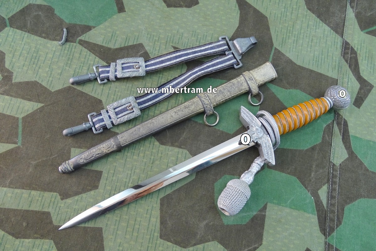 Luftwaffen Offiziersdolch, frühes Stück, Portepee, Gehänge," Weyersberg, SG"