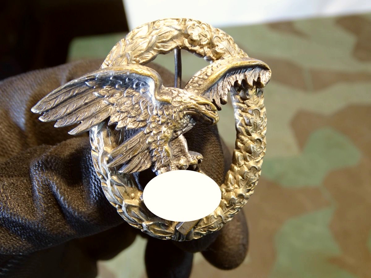 Sehr frühes Beobachter Abzeichen der Luftwaffe, Tombakfertigung, CE Juncker Berlin