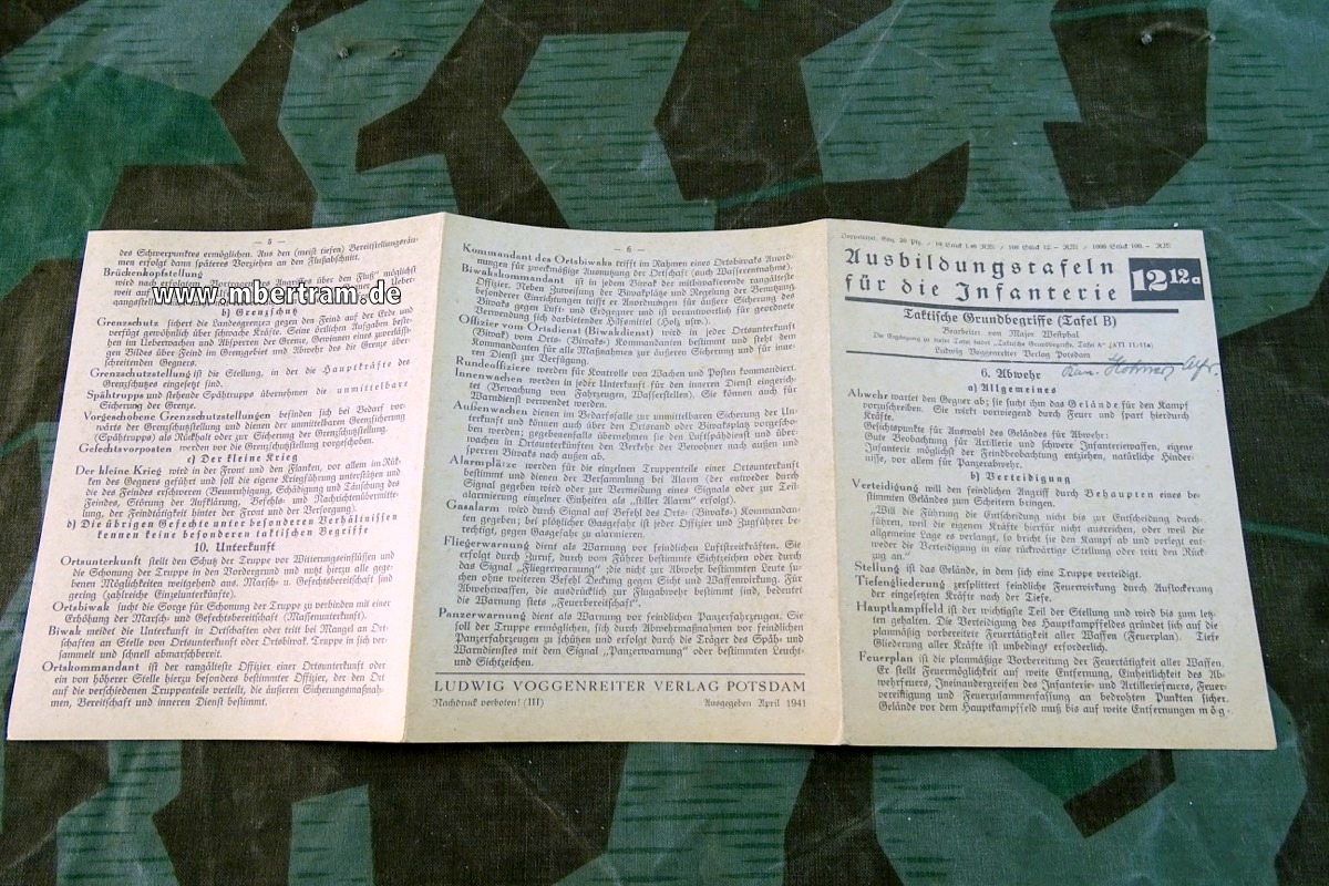 Ausbildungstafeln für die Infanterie  12/12a: Taktische Grundbegriffe ( Tafel B)