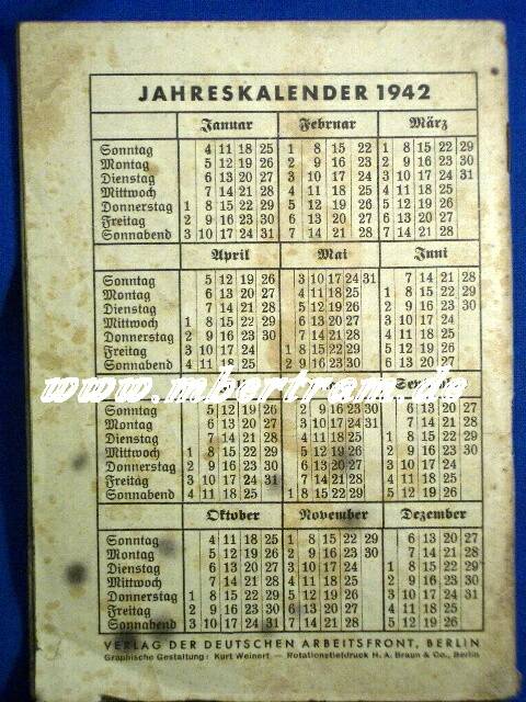 Unfall verhütungs Kallender 1941, für Betriebssicherheit