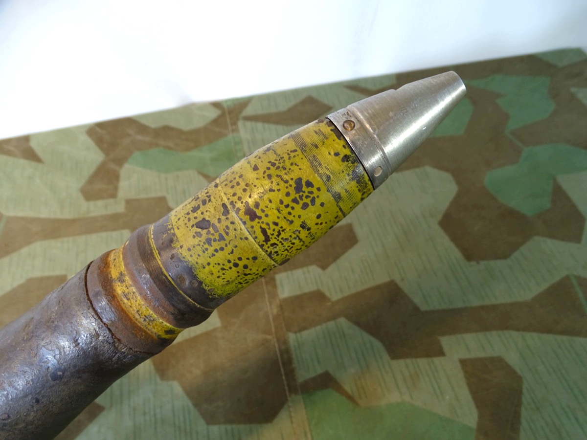 Deko Spreng Granate 3,7 cm Kriegsmarine Flak mit Hülse und Aluzünder , Originallack