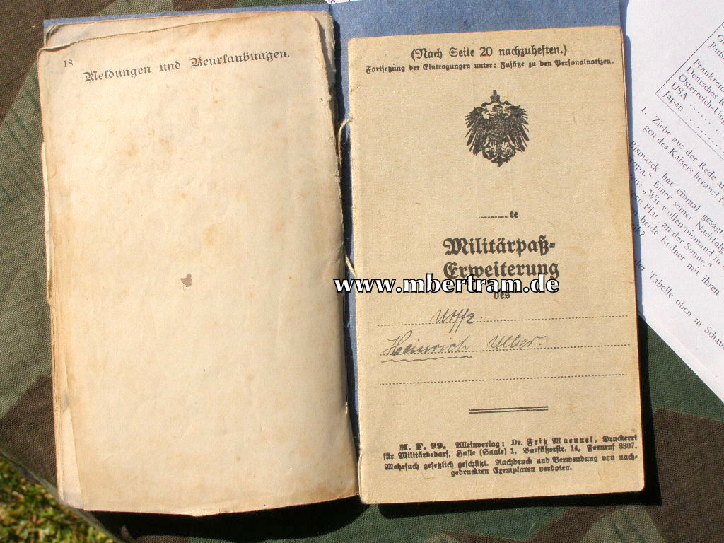 13619-11 Militärpass Ostasiatisches Expeditionskorps 1902" SELTEN !