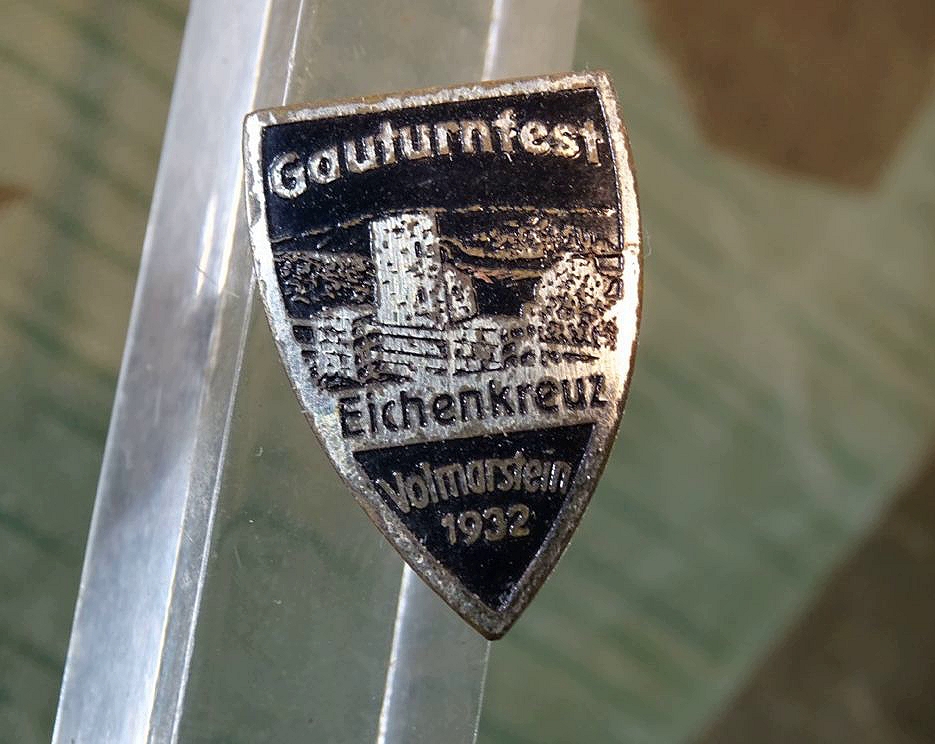 Treffabzeichen, Veranstalltungsabzeichen Gauturnfest Eichenkreuz Volmarstein 1932, Selten