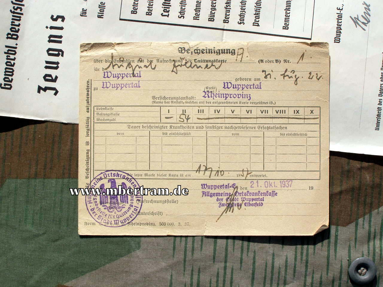 12439-15 Dokumente: 8.Kp. Inf.Rgt.Graf Barfuß ( 4. Westf.) Nr. 17