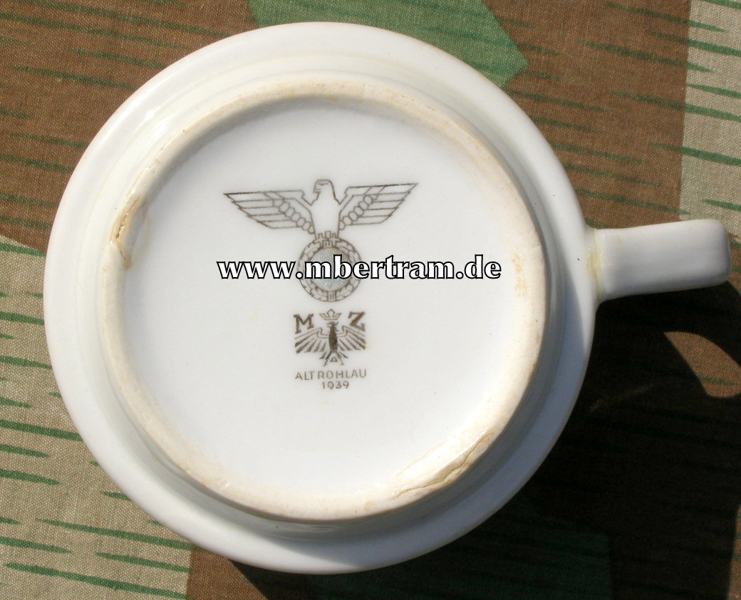 Wehrmacht Heer Porzellan Kaffeetasse, MZ Altrohlau 1939