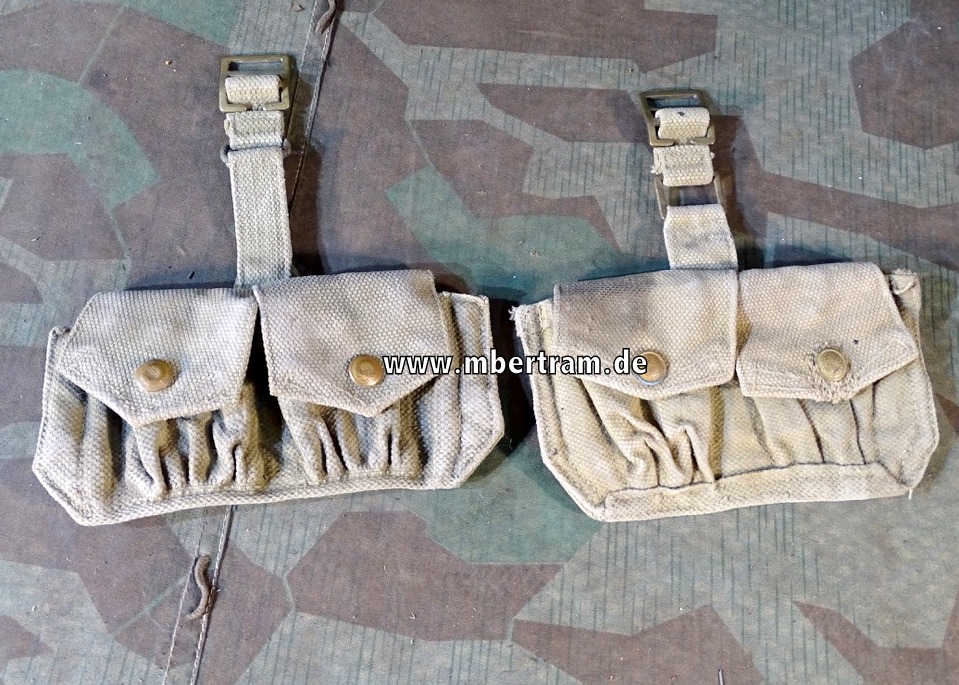 Pair WWII BRITISH P37 WEB 2 POCKET AMMO POUCHES