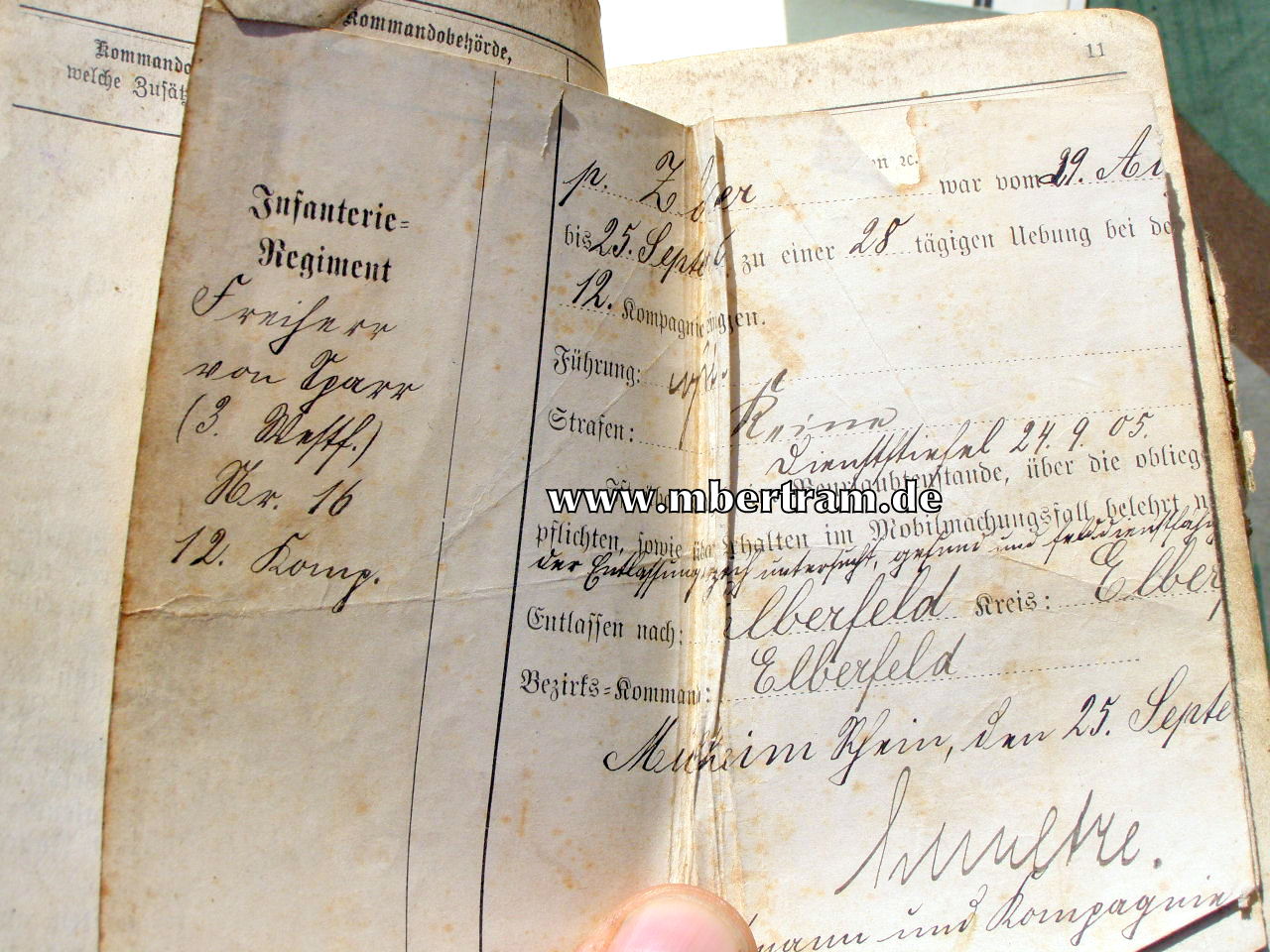12439-10 Dokumente: 8.Kp. Inf.Rgt.Graf Barfuß ( 4. Westf.) Nr. 17