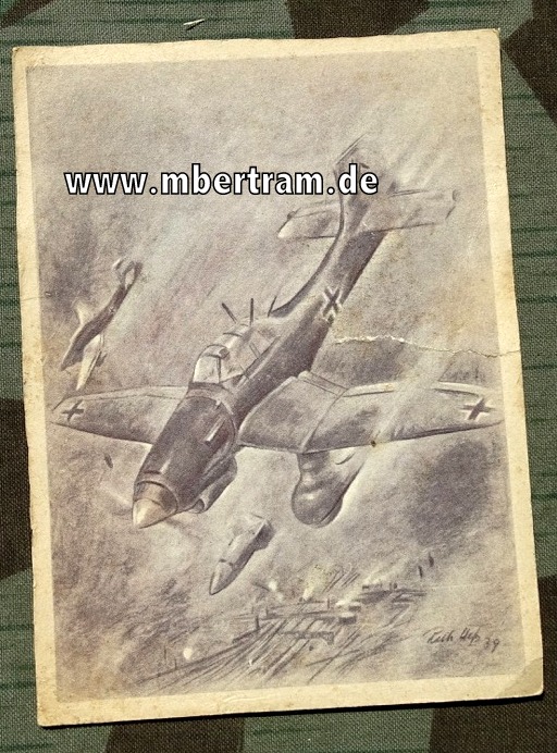 Propaganda Postkarte Stuka im Sturzflug, Feldpost 1940