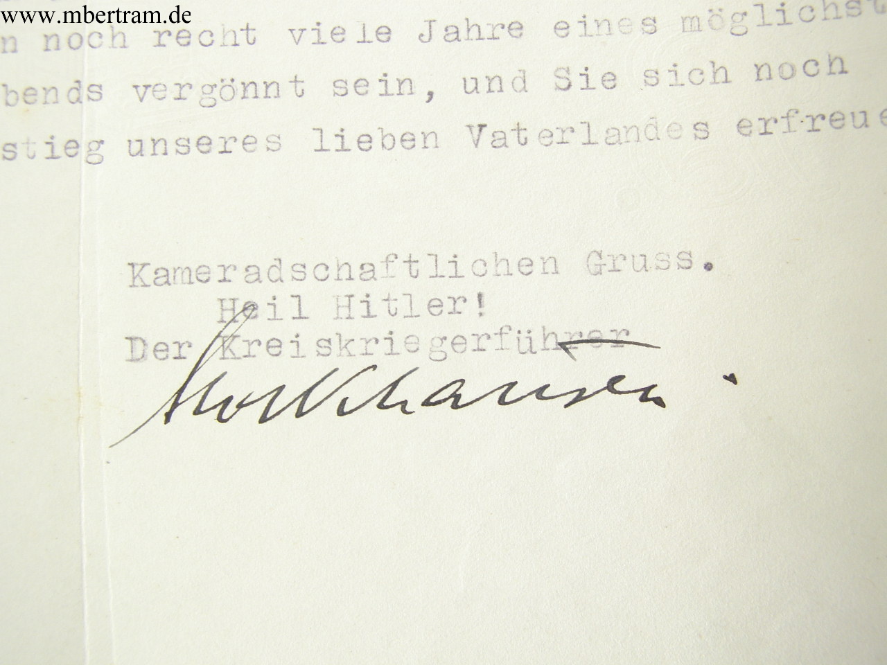 7360-11 Urkunden: lang gedientes Mitglied Reichskriegebund