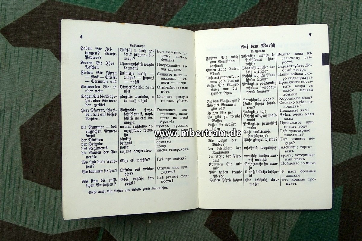 Deutsch- russischer Soldaten -Sprachführer A. von Putkammer, 33 S.
