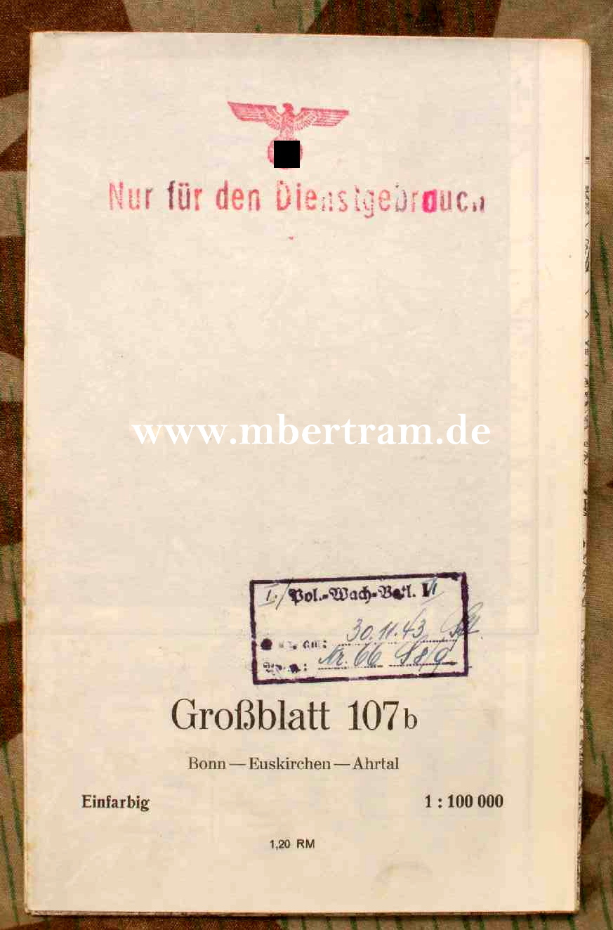 Dienst-Landkarte 1.Pol.WachBtl.6,, Bonn-Euskirchen-Ahrtal