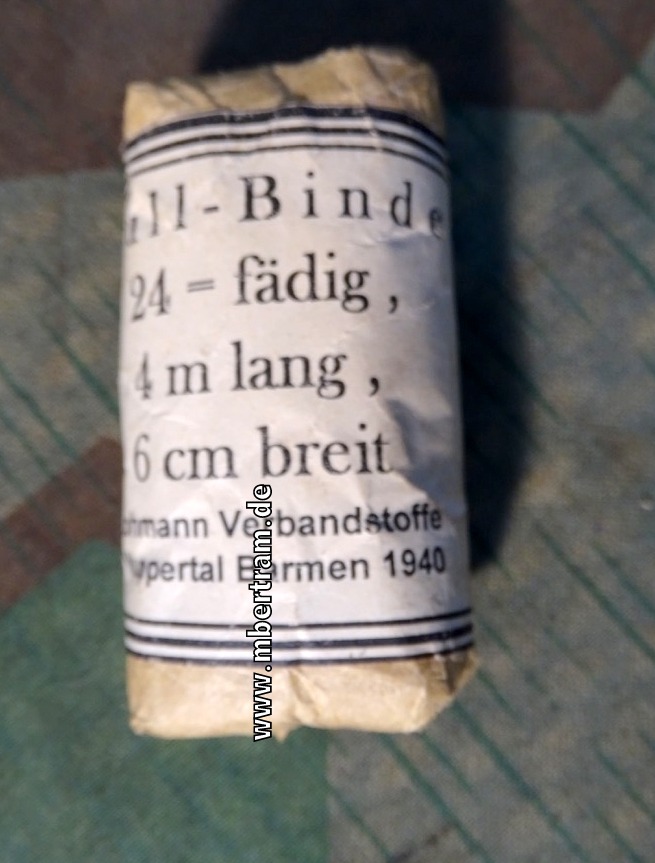 Päckchen Mullbinde 1940, 4mx 6cm, z.B. für Luftschutz Gastasche