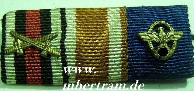 3er Bandspange: Ehrenkr.f.Frontk., SchutzwallAbz, Pol.DAgold
