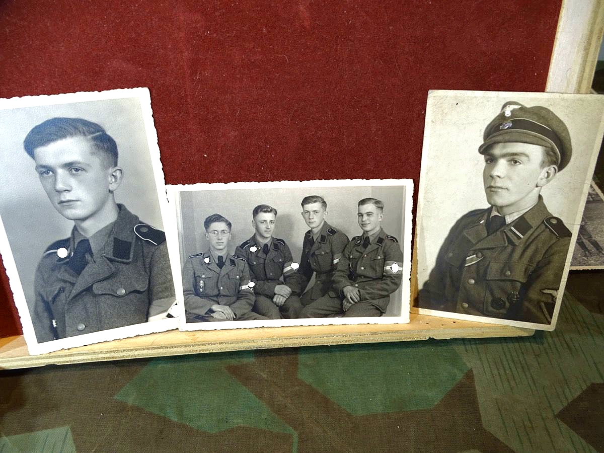 3 Fotos eines Jungen Soldaten der Panzerdivision Hitlerjugend, sehr selten ! SS Männer mit HJ Armbinde !
