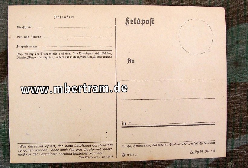 9 Wehrmacht Feldpostkarten, ungelaufen. Unbeschriftet