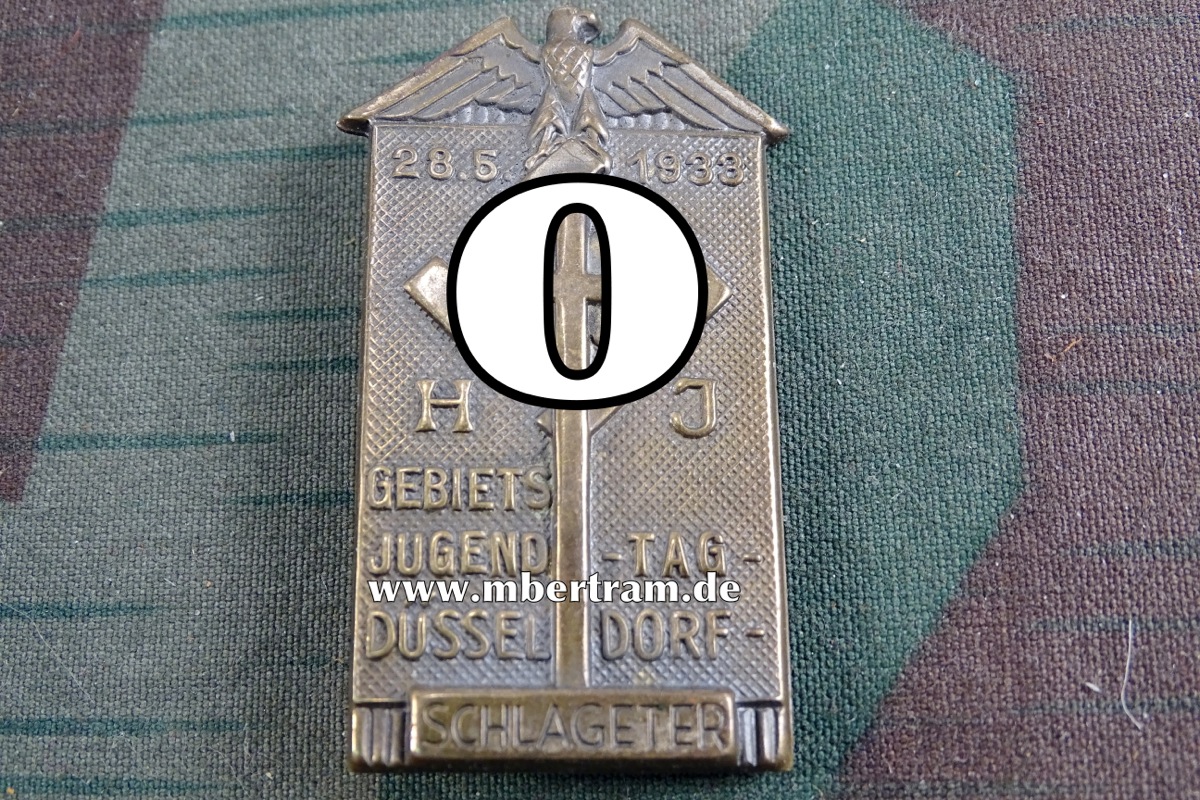 Treffabzeichen: "HJ Gebiets Jugend Tag Düsseldorf -Schlageter-28.5.1933"