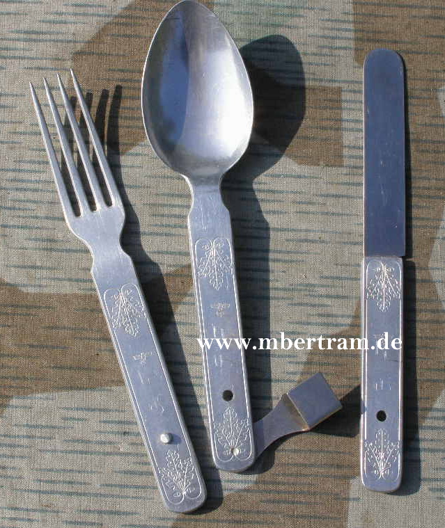 9087-1 WH Feld Essbesteck, Gabel,Löffel, Messer, klappbar, Alu.