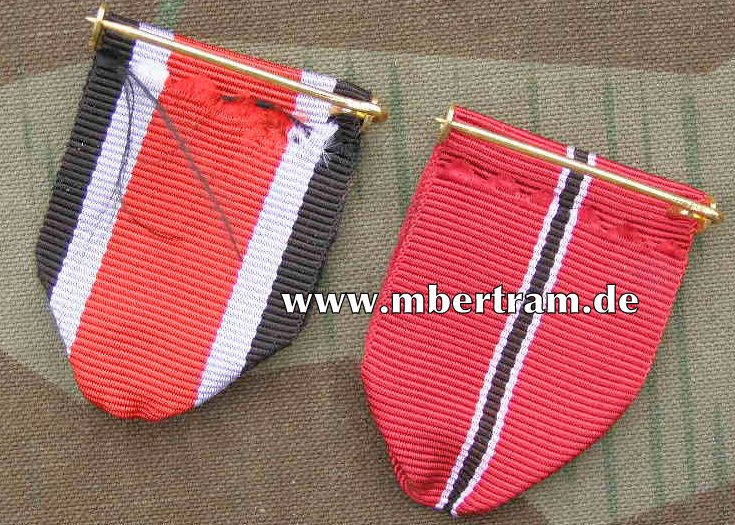 Ordensband EK 2 und Ostmedaille, 1957er Trageweise