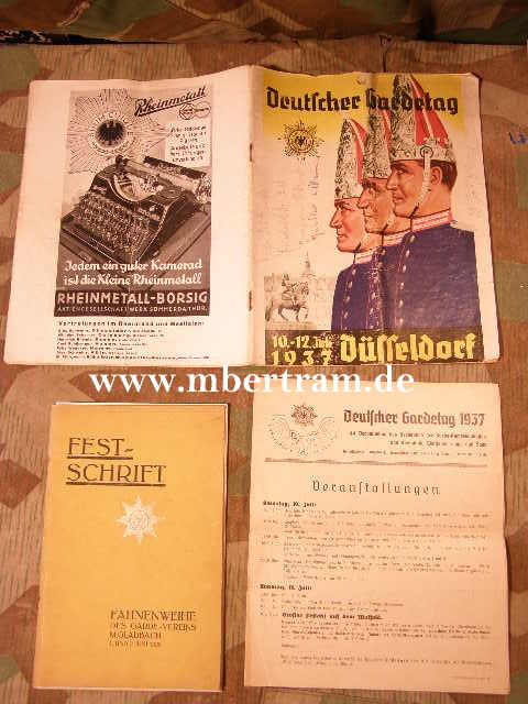 Papiere z. Dt. Gardetag 1937, Düsseldorf, Festschrift...