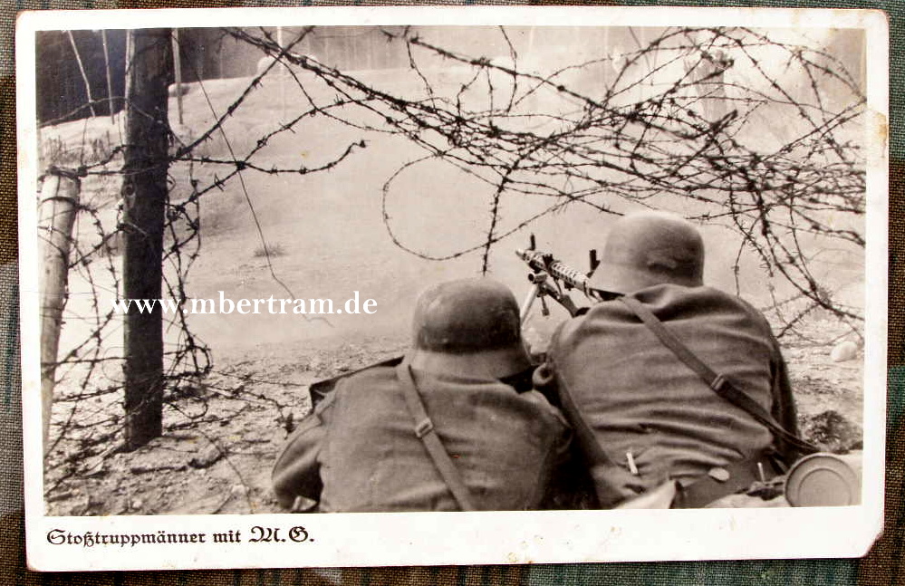Propaganda Postkartenfoto," Stoßtruppmänner mit MG "