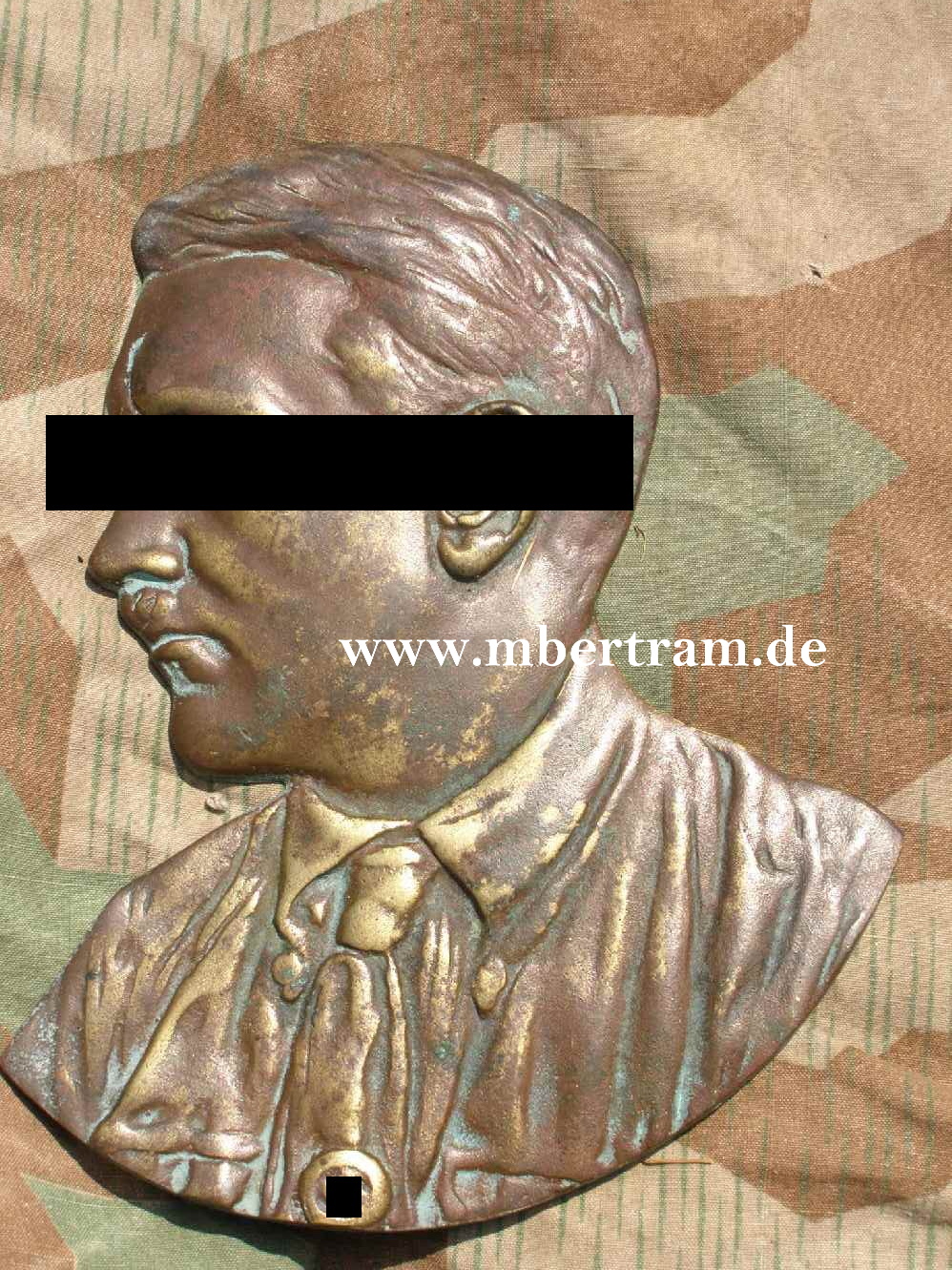 Relieffkopf Adolf Hitler, Buntmetall, hochwertig, ca. 23x20cm