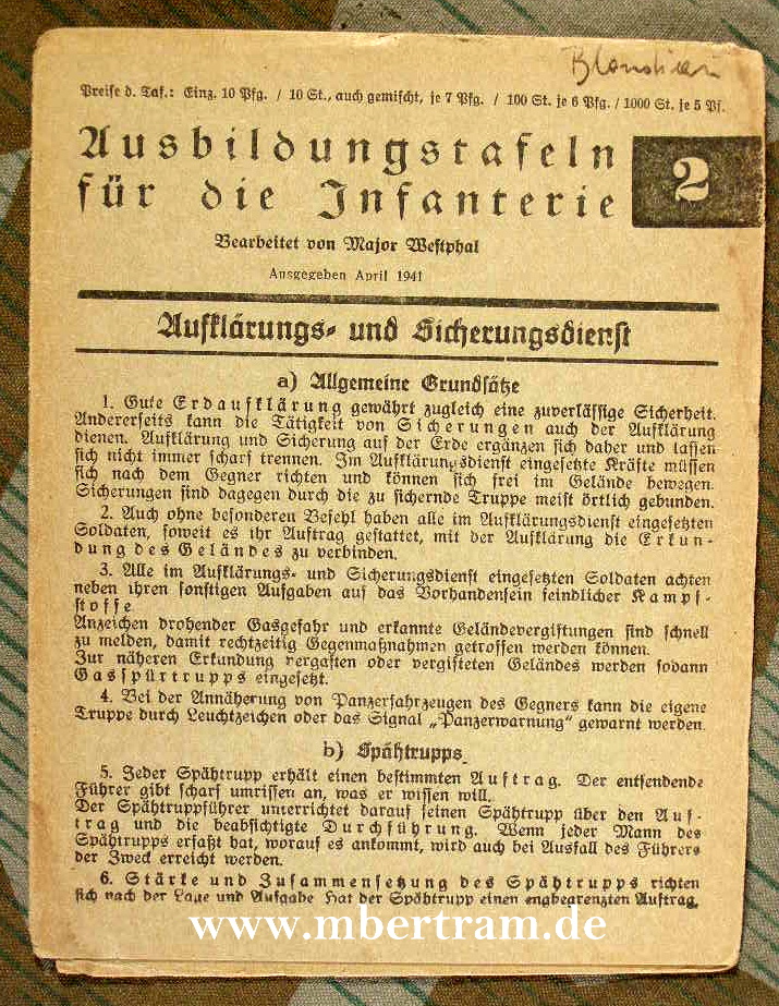 Ausbildungstafeln für die Infanterie 2, 1941