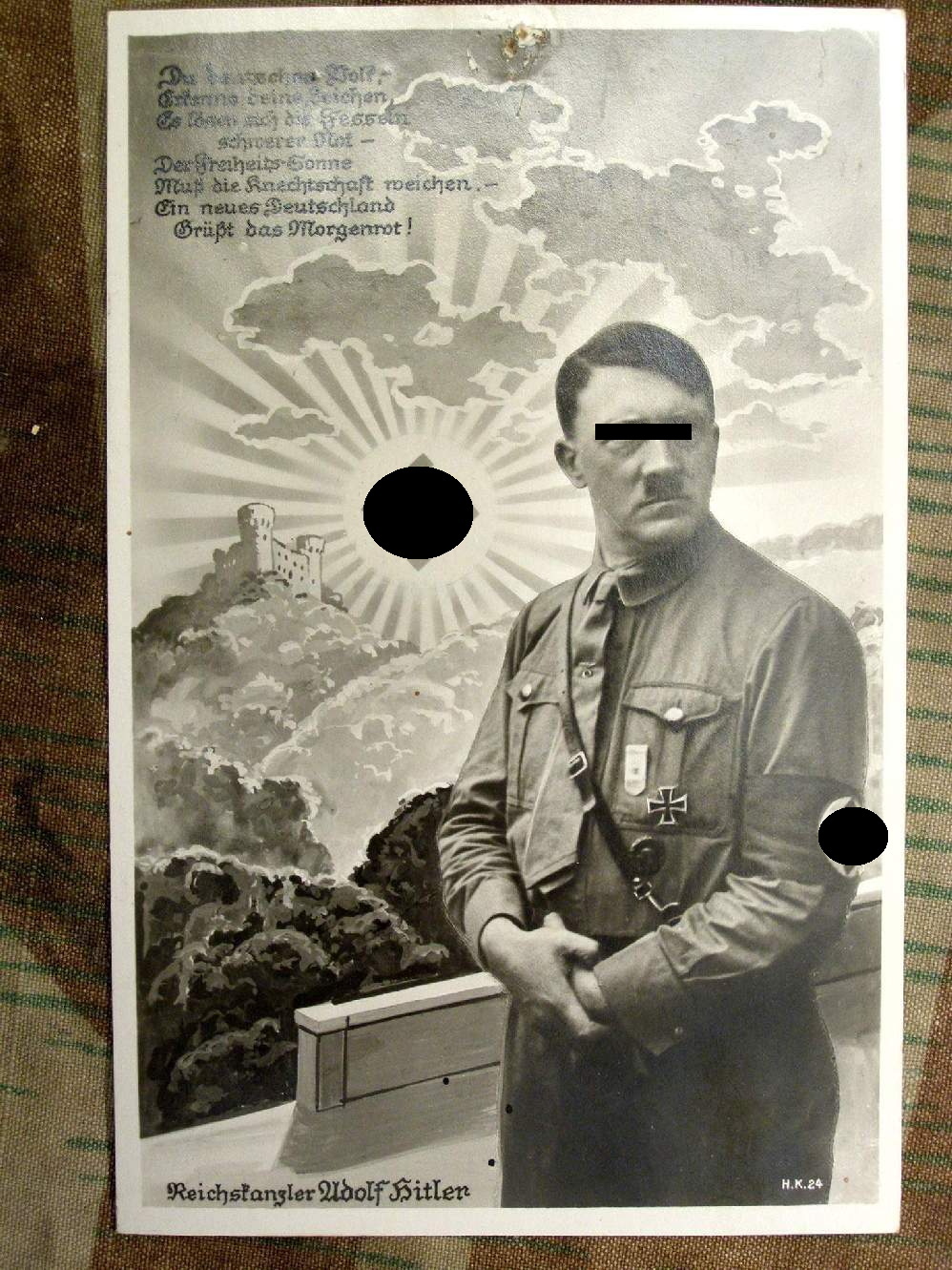 Propagandapostkarte Adolf Hitler, mit Gedicht, Sonnenaufgang