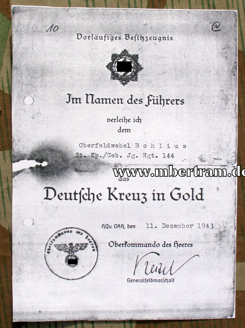 12034-36 1957er Nachlass eines Deutsches Kreuz in Gold Trägers