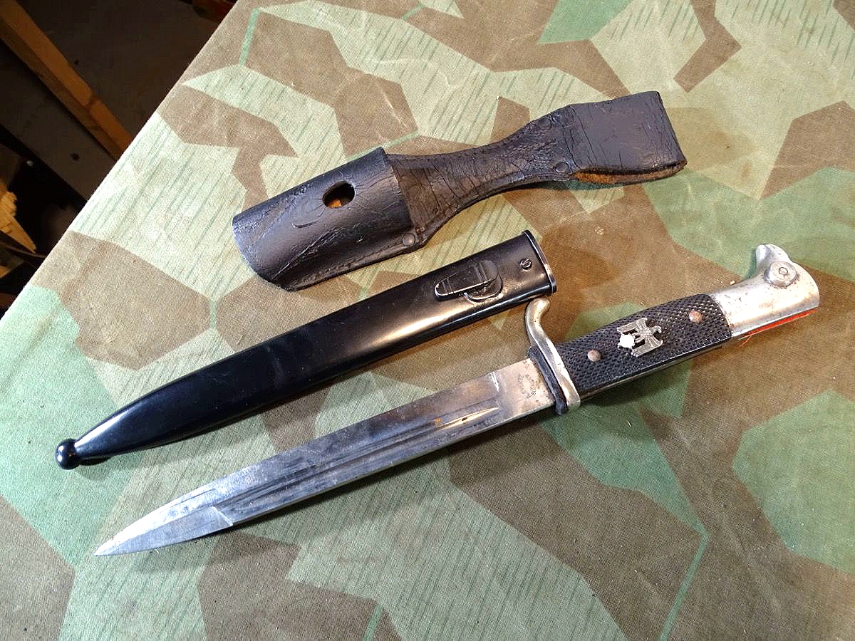 Artillerie oder Sturmgeschütz Extra Seitengewehr KS 98, A.Evertz SG, versplinteter Heeres Adler, Koppelschuh