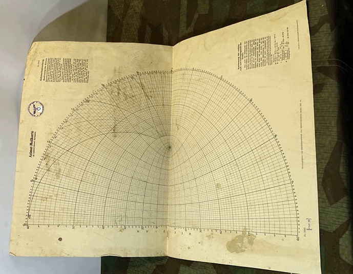 Kriegsmarine Dienst Azimut- Messkarte "D 1982, Korr VII. 17"