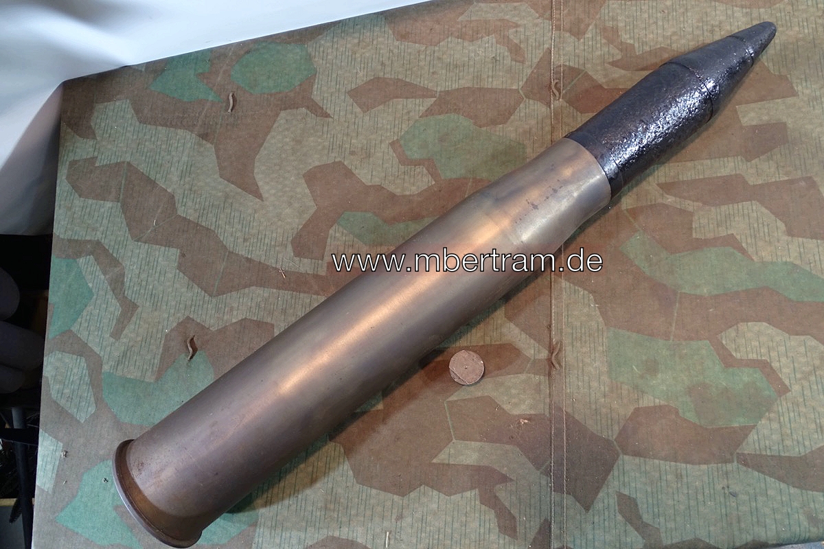Wehrmacht Deko Sturmgeschütz Panzer Granate 7,5cm KWK 40 mit Hülse u Bodenschraube u Zündschraube