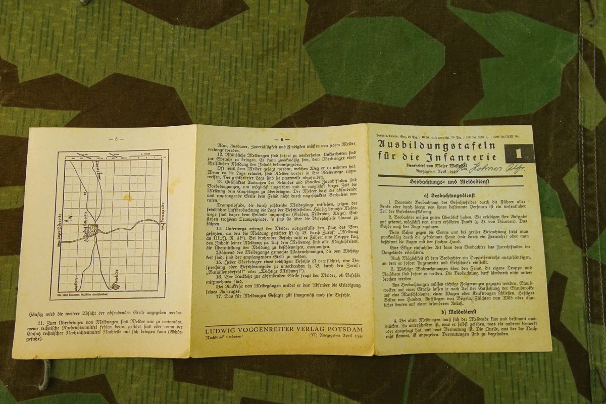 Ausbildungstafeln für die Infanterie 1: Beobachtungs und Meldedienst, 1940