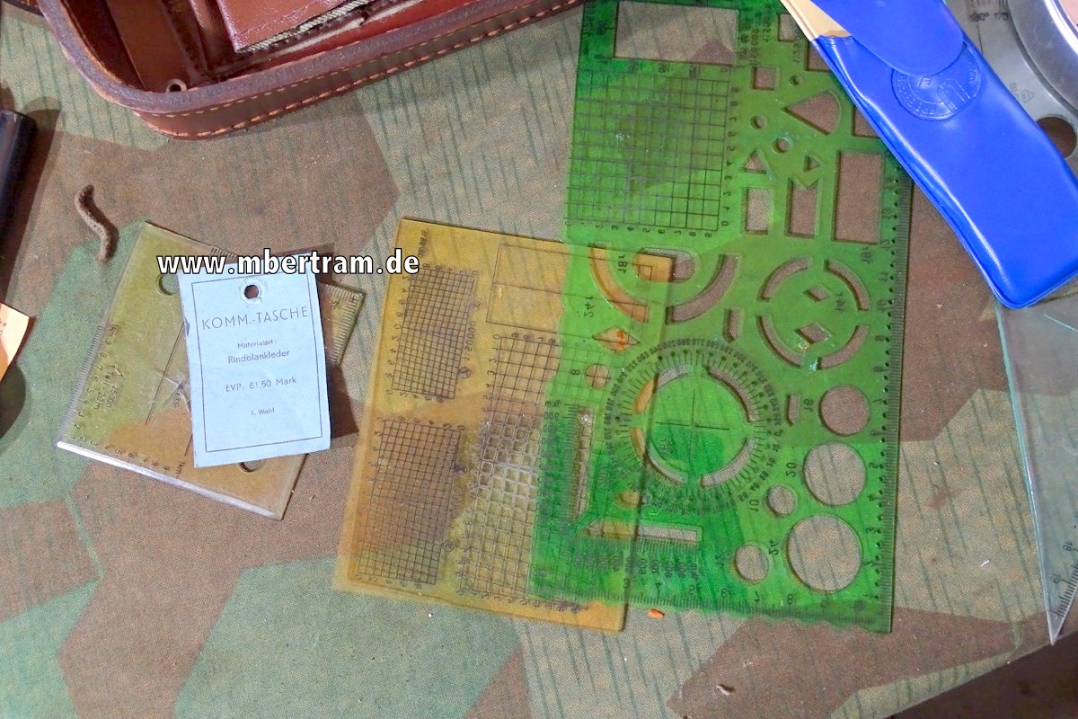 20305-4 DDR NVA Ledertasche Artillerie-Kommandeursbesteck mit Inhalt