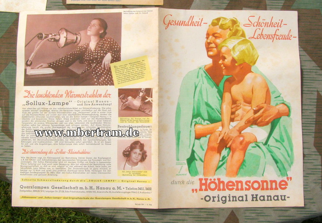 Werbebroschüren 1936 Höhensonne, Queen Zigaretten...
