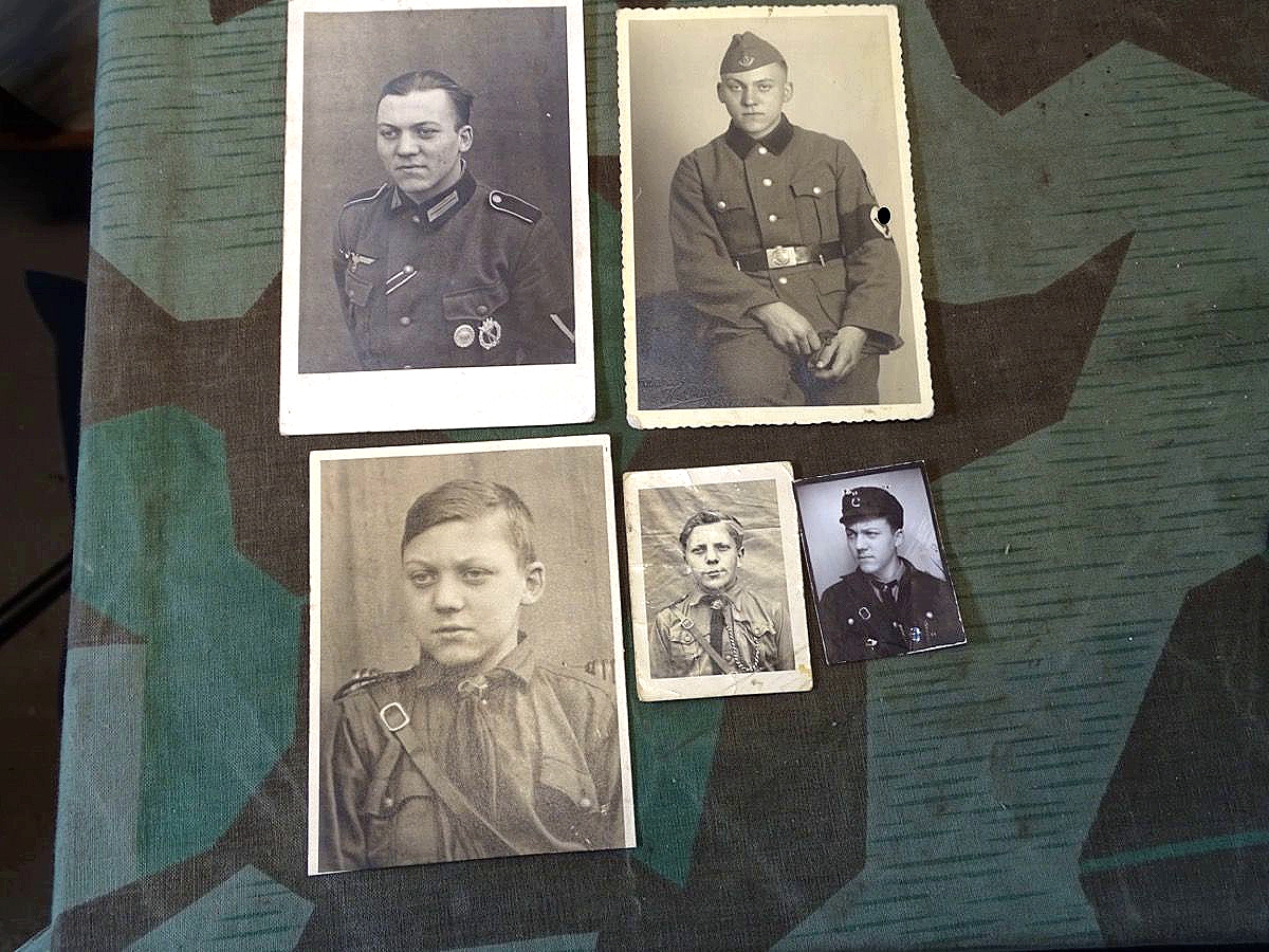 5 Uniformfotos einer Person aus einer Jugend im 3. Reich: DJ / HJ / RAD / Wehrmacht