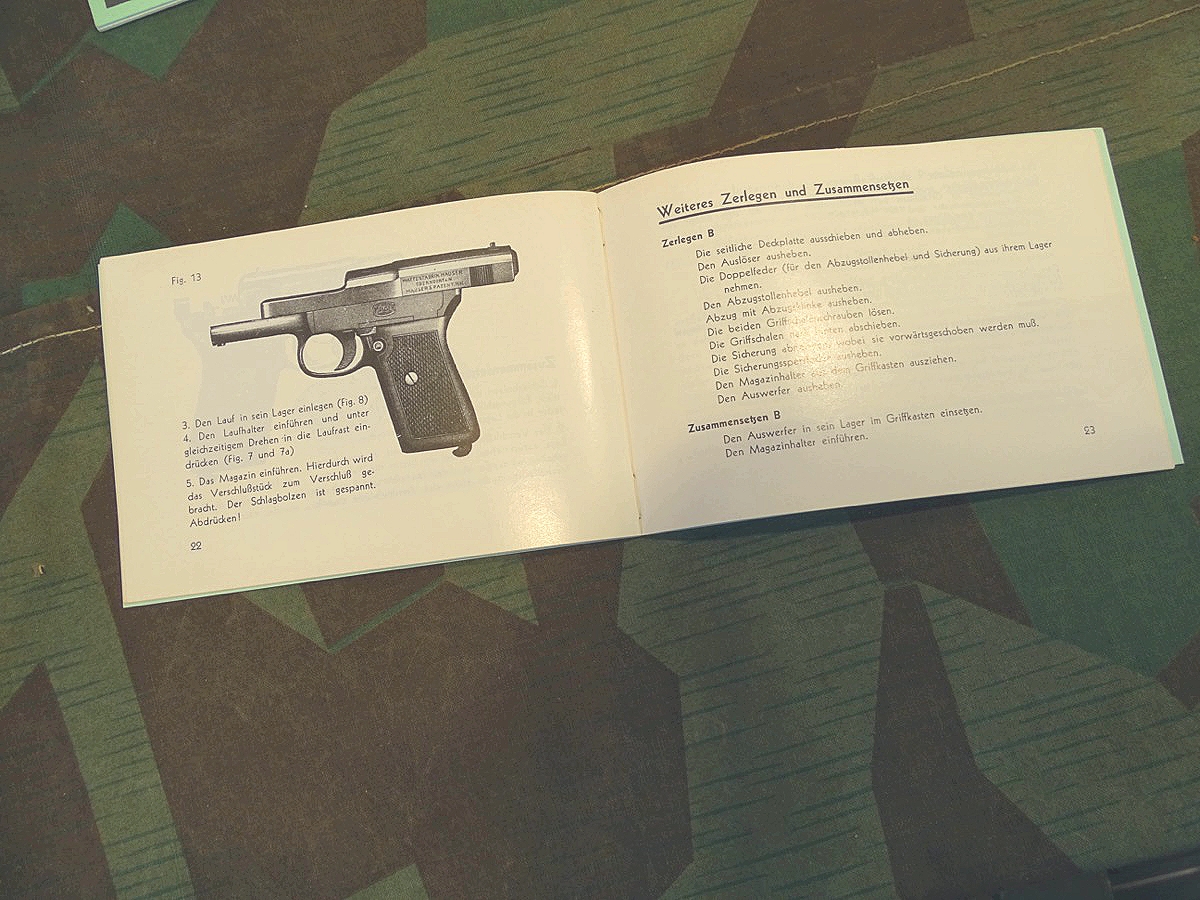 Nachdruck der Anleitung Mauser Selbstladepistole 7,65 und 6,35