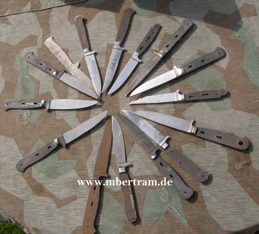 15 Klingen für Kampf- und Jagdmesser. Halbfertigteile.