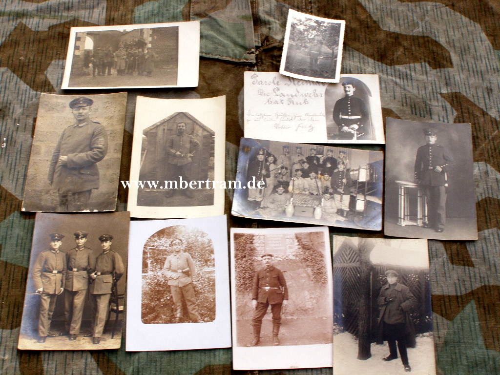 10 Portraitaufnahmen 1.WK, Ärmelabzeichen MG Kompanie