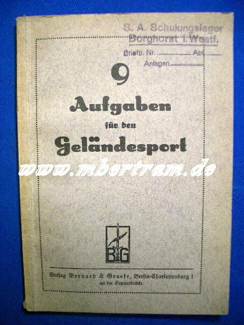 SA, 9 Aufgaben für den Geländesport, um 1930, neuwertig