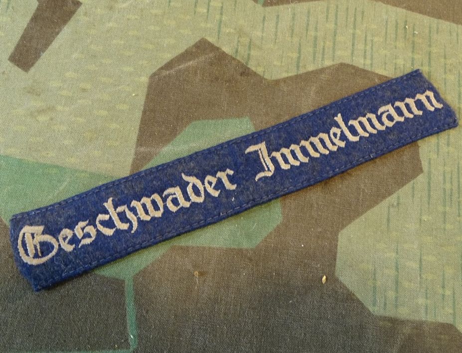 Luftwaffen Manschafts Ärmelband Geschwader Immelmann, getragen, gekürzt, ca. 20 cm