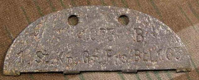 1/2 Erkennungsmarke 1.Sta.Kp.Gr.Ers.Btl.163, Zink