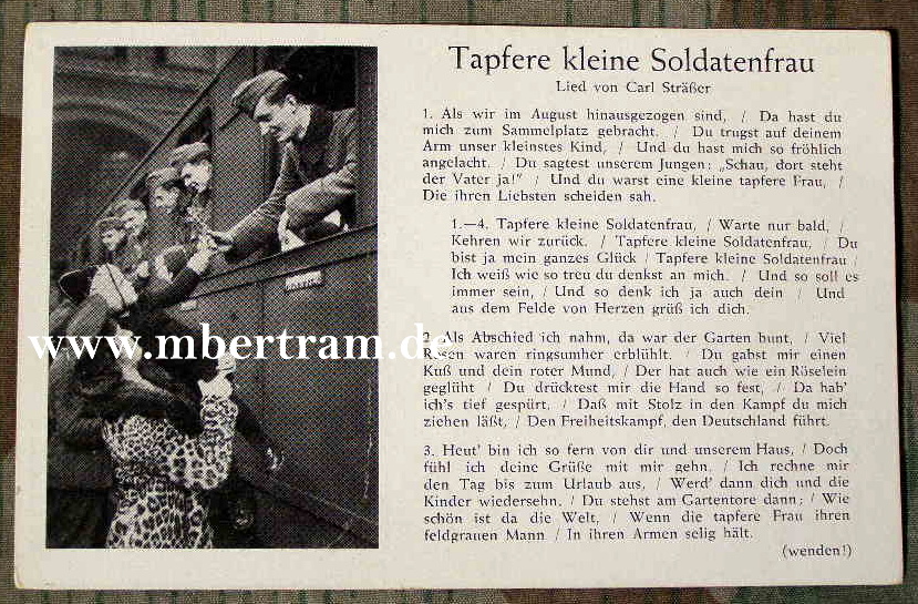 Soldatenlieder Postkarte " Tapfere kleine Soldatenfrau"