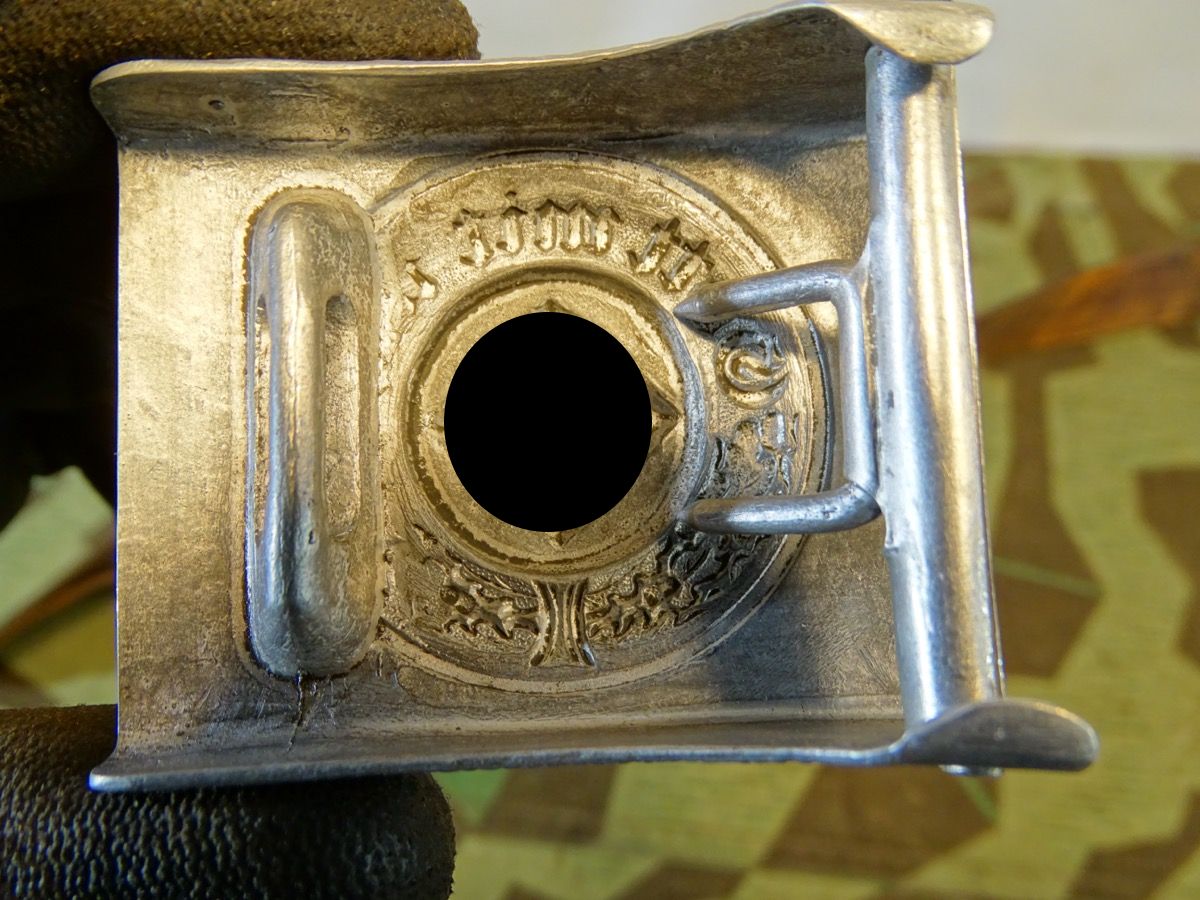 Aluminium Koppelschloss mit Koppelriemen, Polizei, 3. Reich. Hst.: JMO Aluminium Koppelschloss mit Koppelriemen, Polizei, 3. Reich. Hst.: JMO